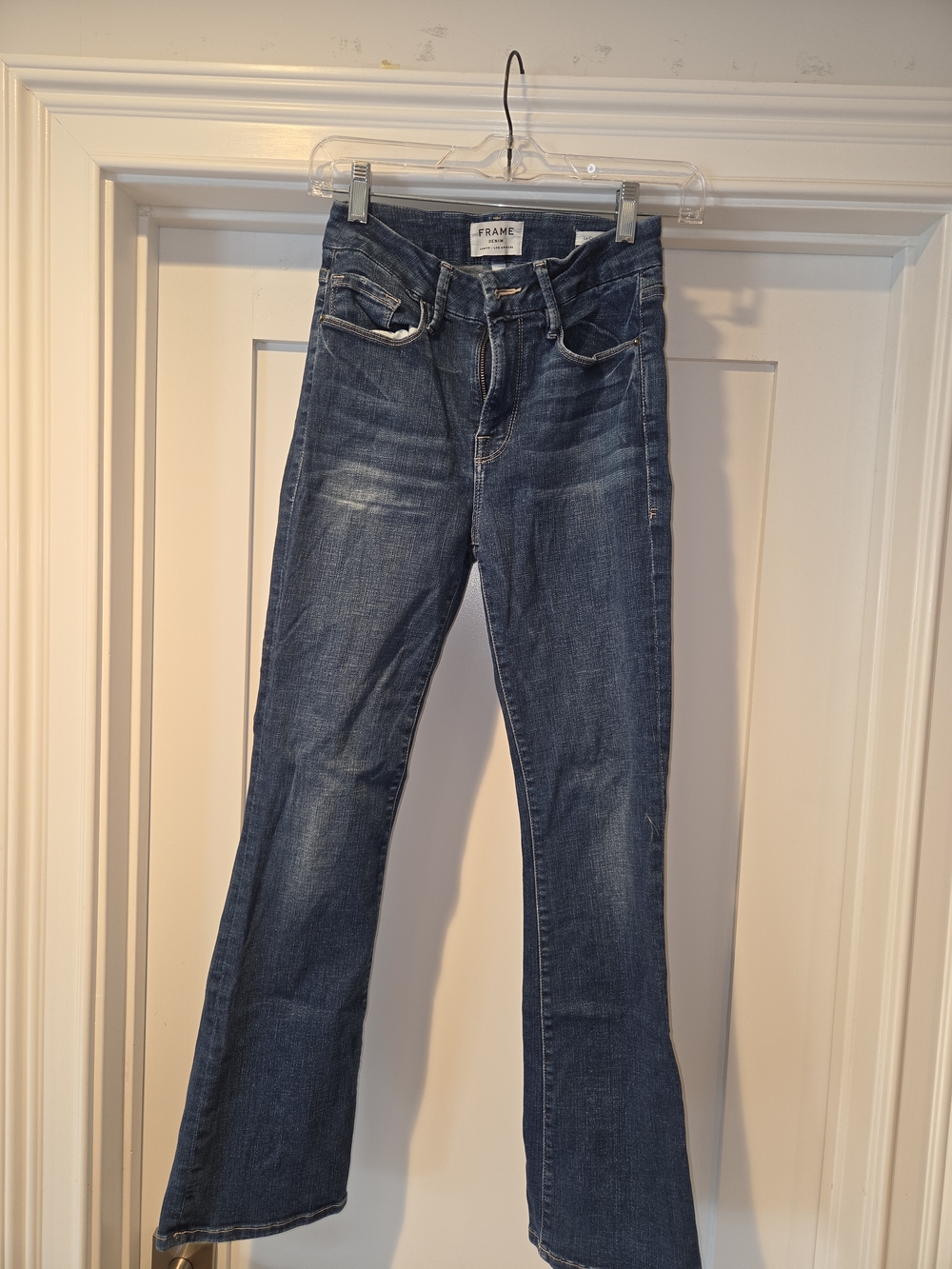 Frame Denim Le Crop Mini Boot Jeans in Mid/Dark Blue